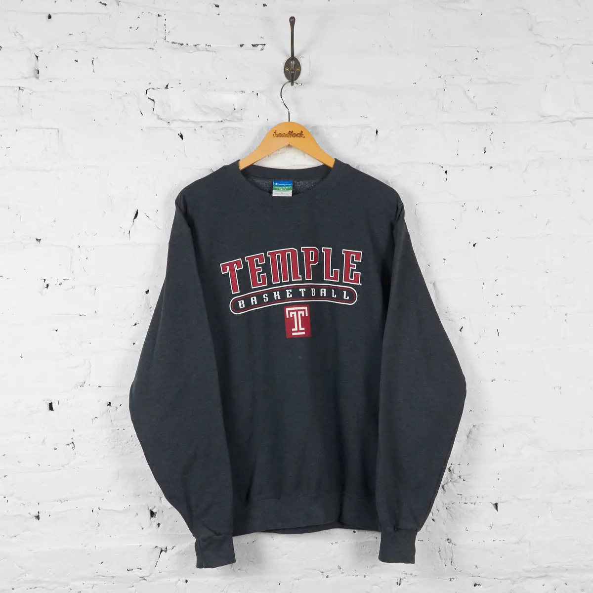 Vintage Champion Temple Basketball Sweatshirt - Grey - L