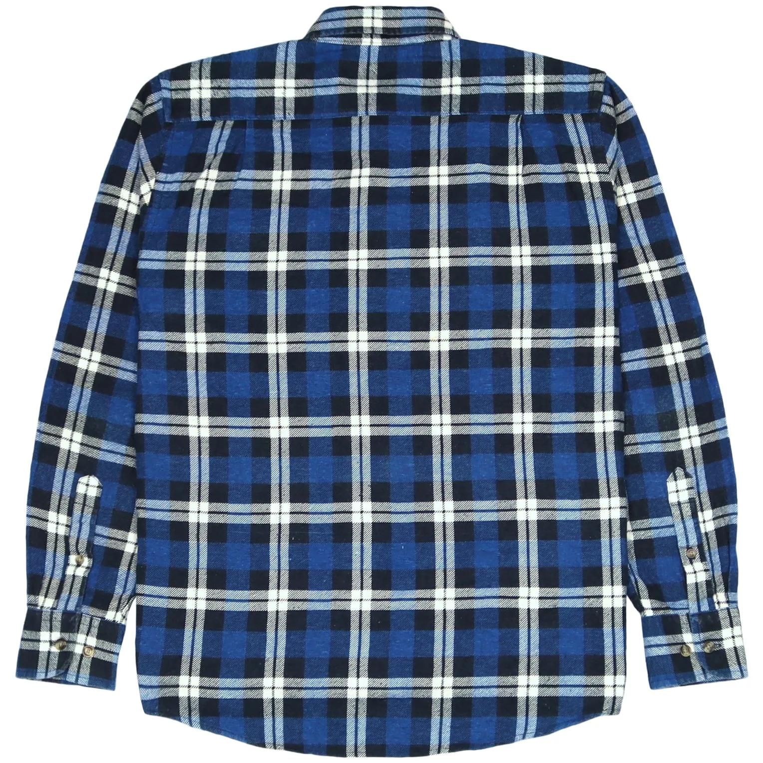 Vintage Checked Flannel Shirt Blue Black Cream