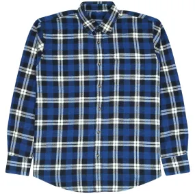 Vintage Checked Flannel Shirt Blue Black Cream