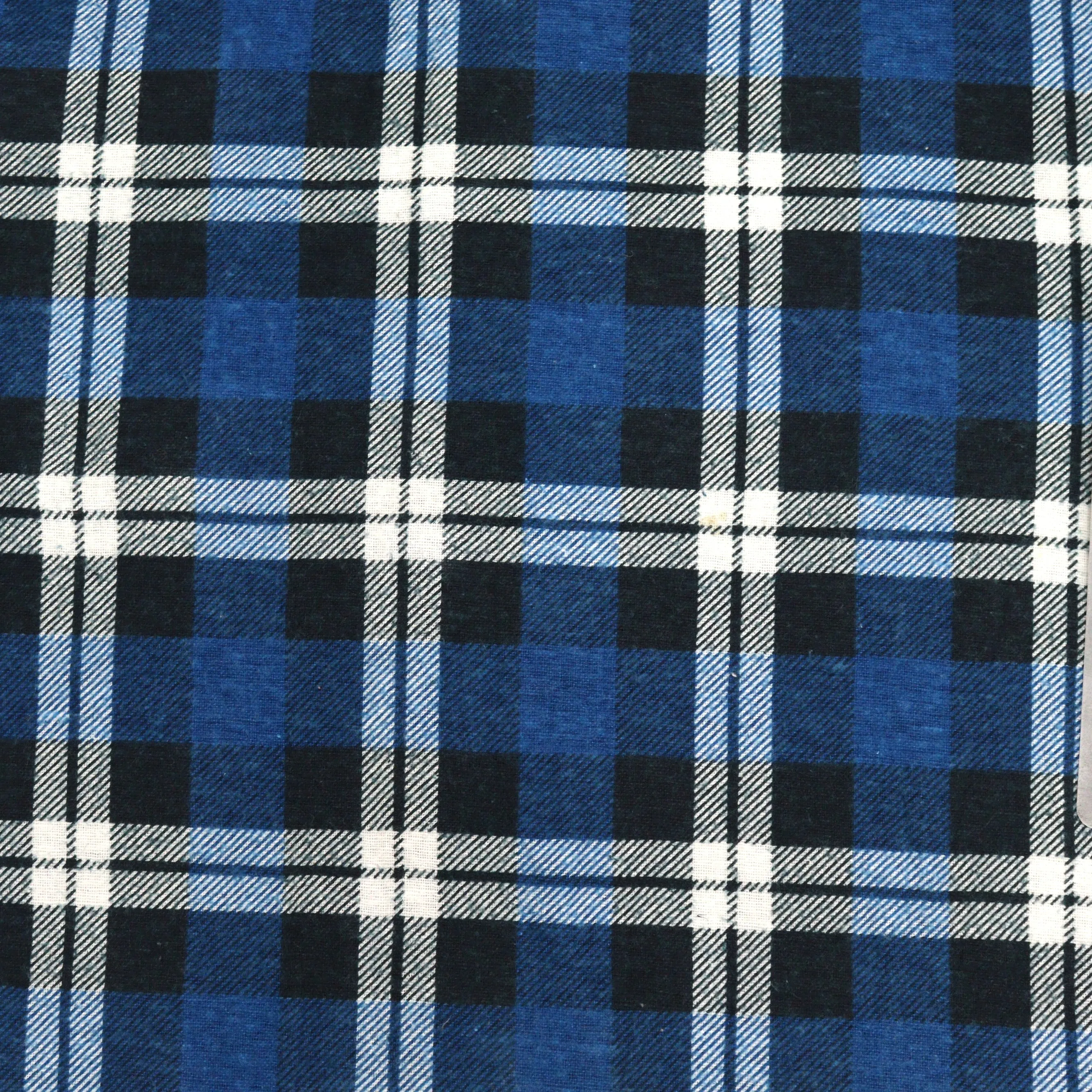 Vintage Checked Flannel Shirt Blue Black Cream