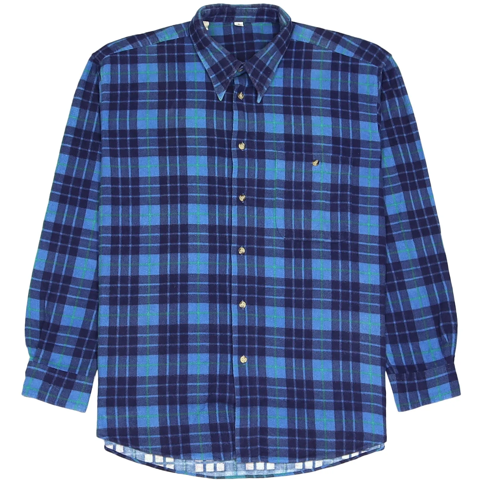 Vintage Checked Flannel Shirt Blue Black