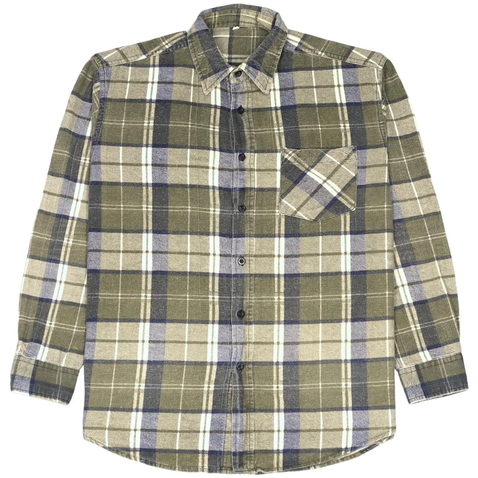 Vintage Checked Flannel Shirt Green White