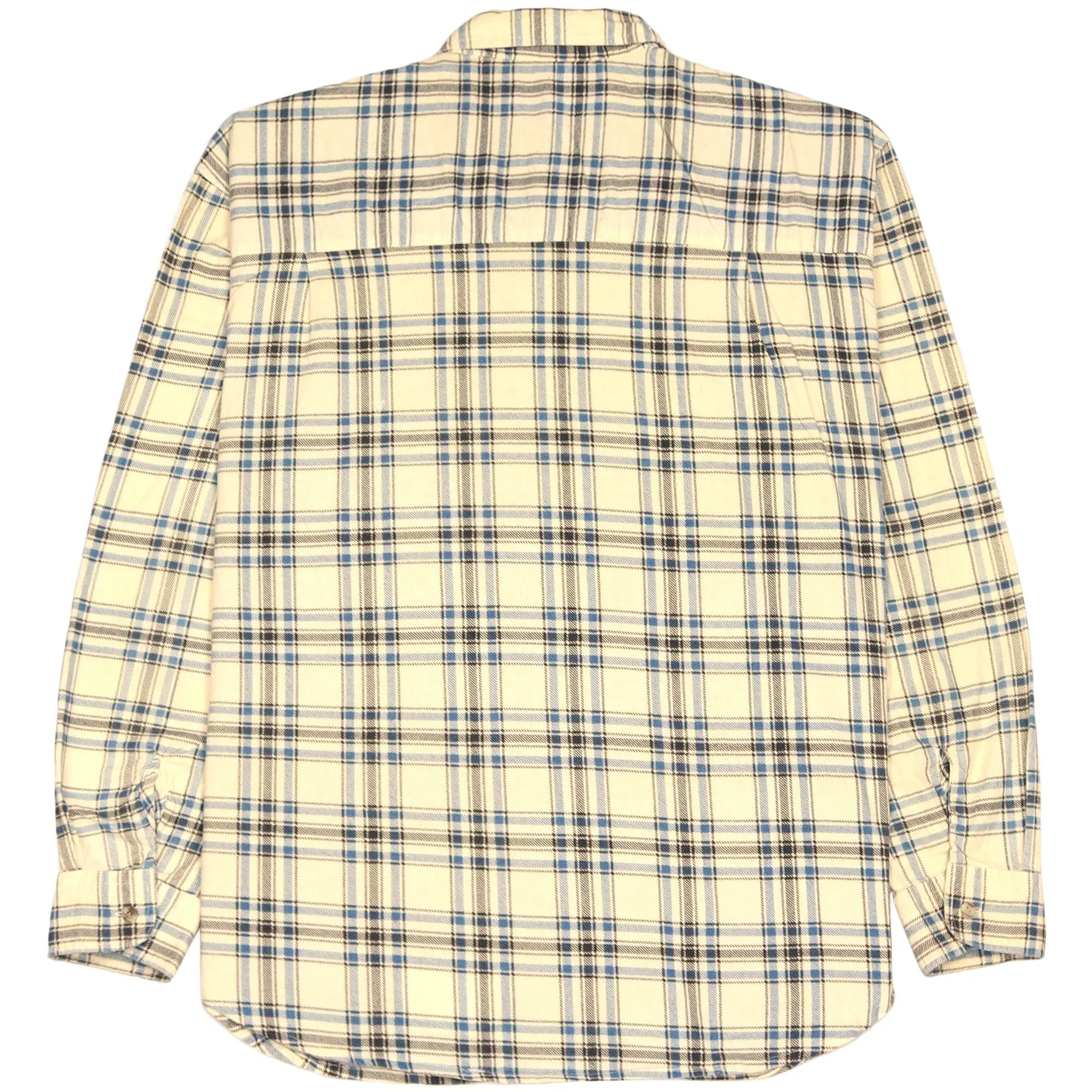 Vintage Checkered Flannel Shirt Beige Blue Black