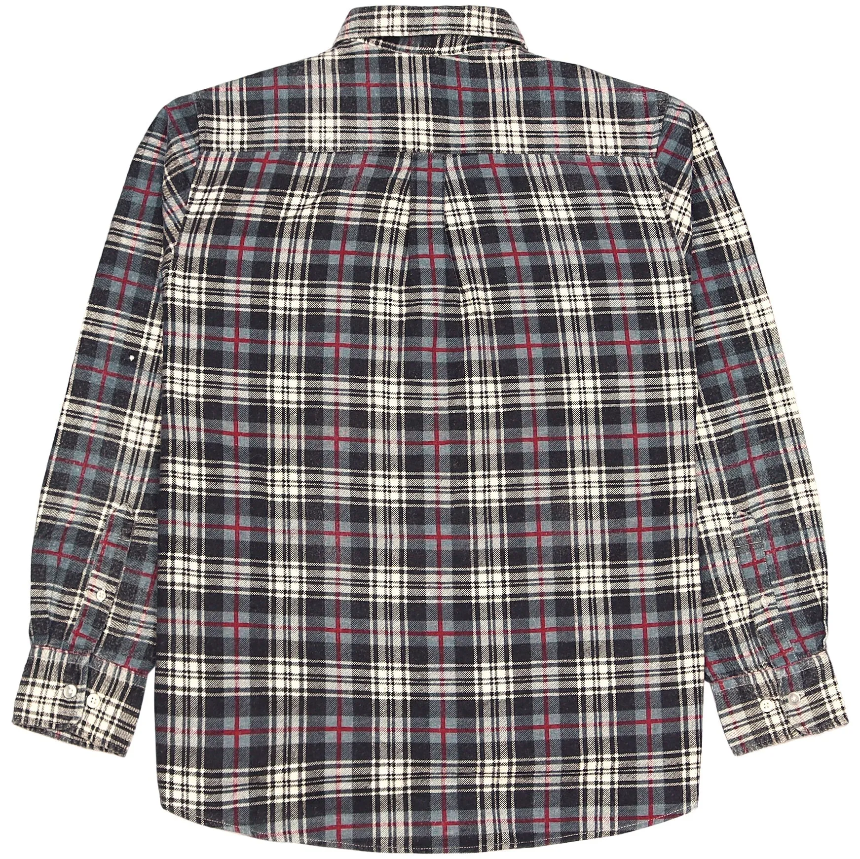 Vintage Checkered Flannel Shirt Black Red Cream