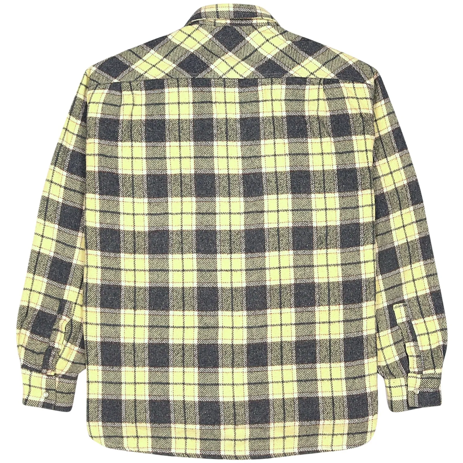 Vintage Checkered Flannel Shirt Black Yellow Cream