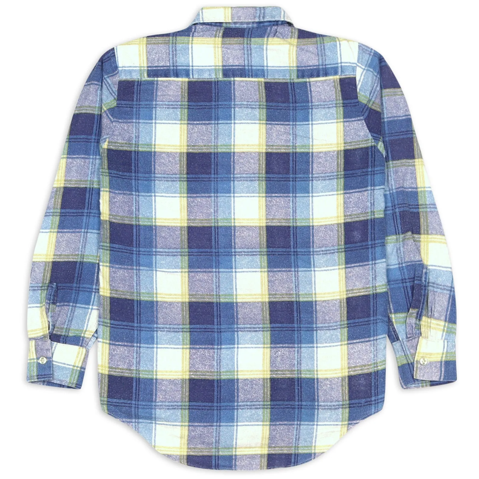 Vintage Checkered Flannel Shirt Blue Beige Cream