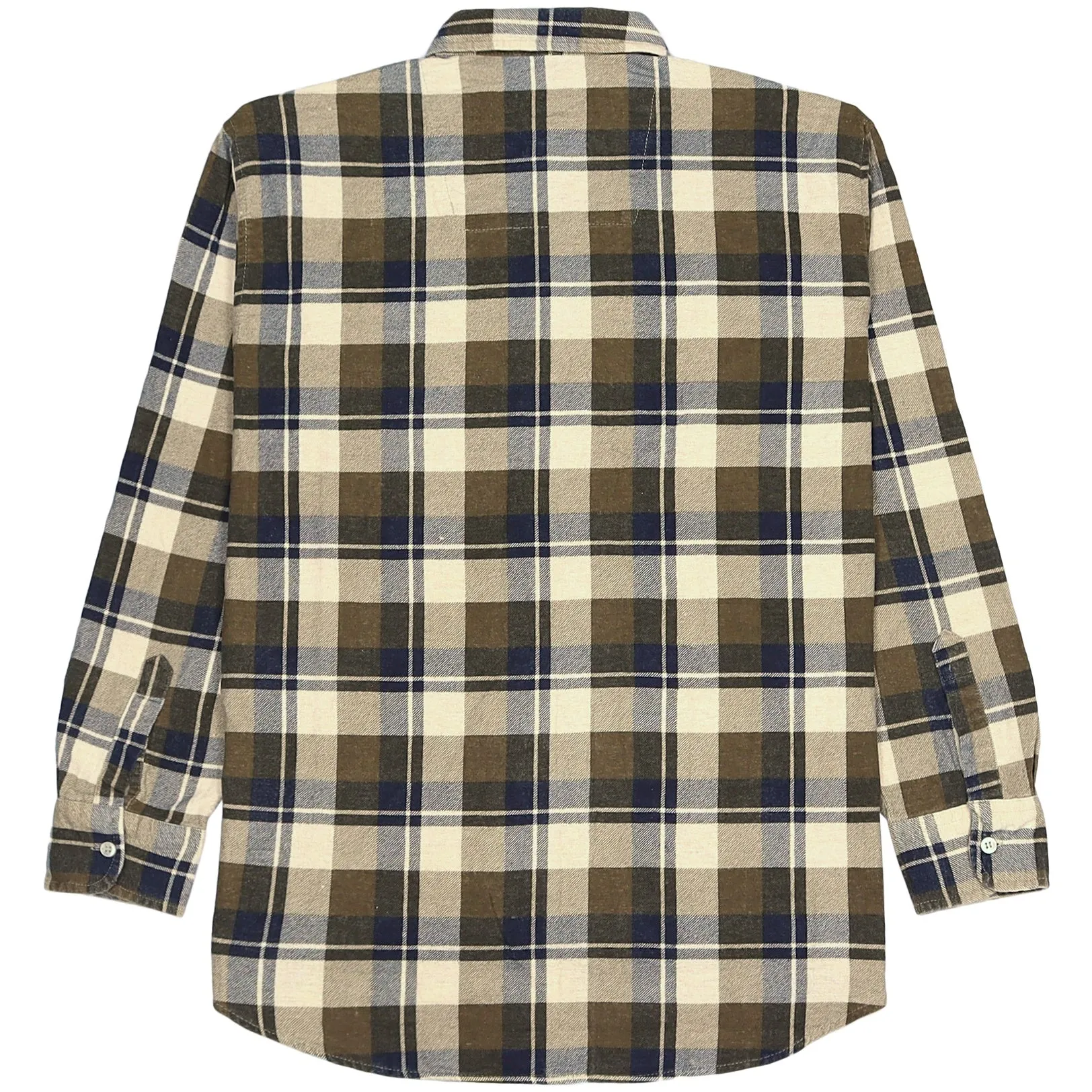 Vintage Checkered Flannel Shirt Brown Beige Navy