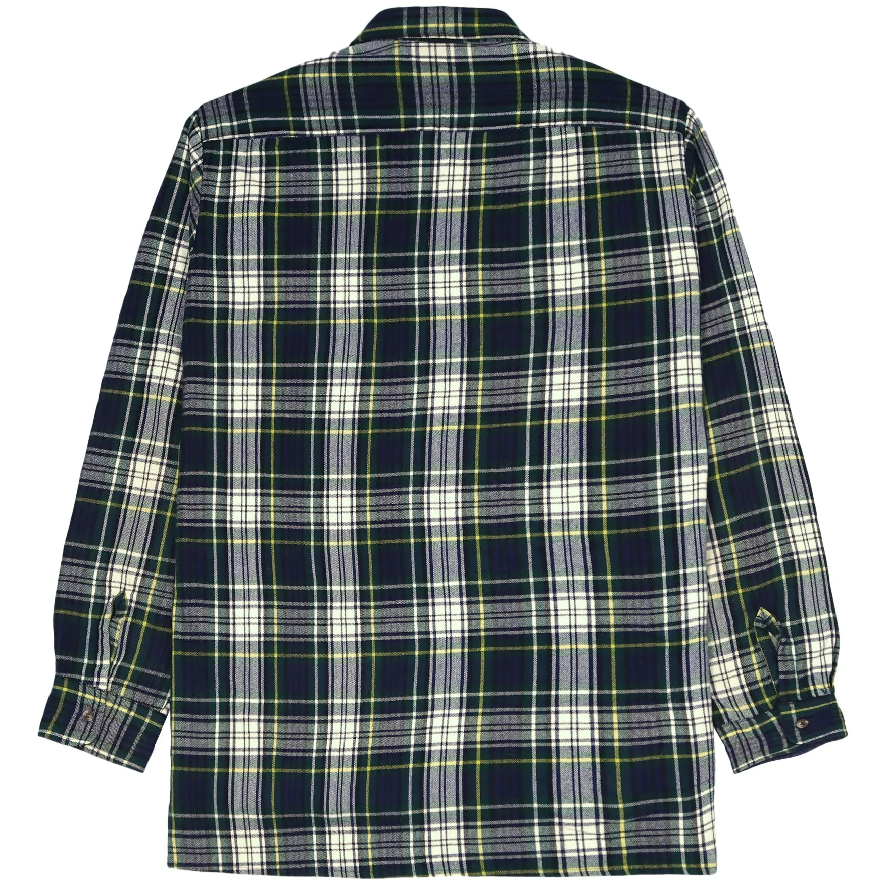 Vintage Checkered Flannel Shirt Green Black Cream