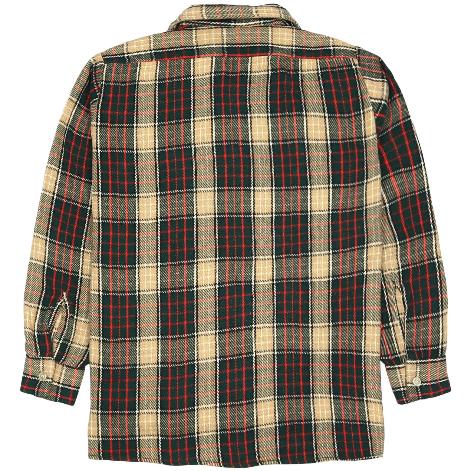 Vintage Checkered Flannel Shirt Green Red Beige Black