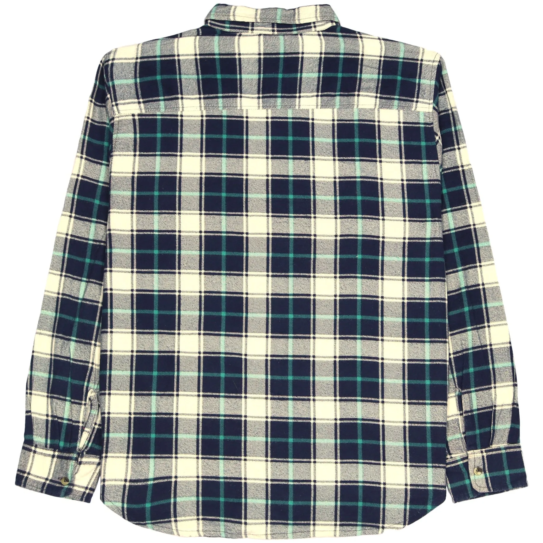 Vintage Checkered Flannel Shirt Navy Beige Green