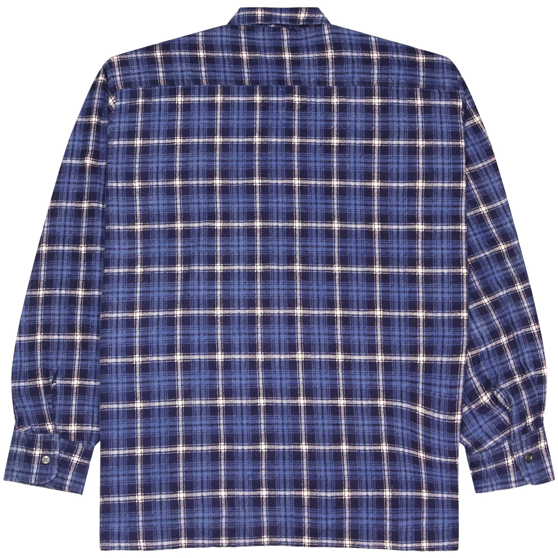 Vintage Checkered Flannel Shirt Navy Blue Cream