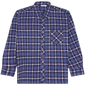 Vintage Checkered Flannel Shirt Navy Blue Cream