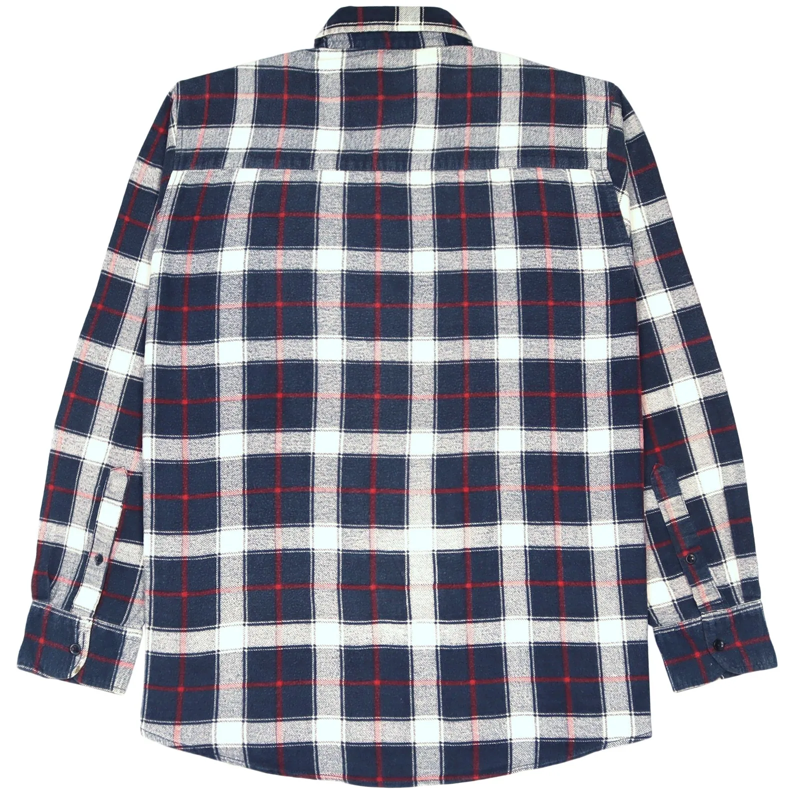 Vintage Checkered Flannel Shirt Navy Red Cream