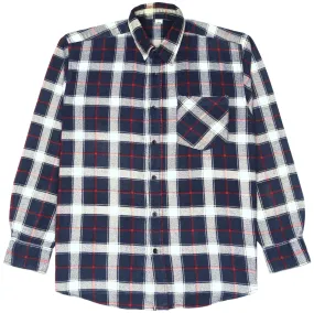 Vintage Checkered Flannel Shirt Navy Red Cream