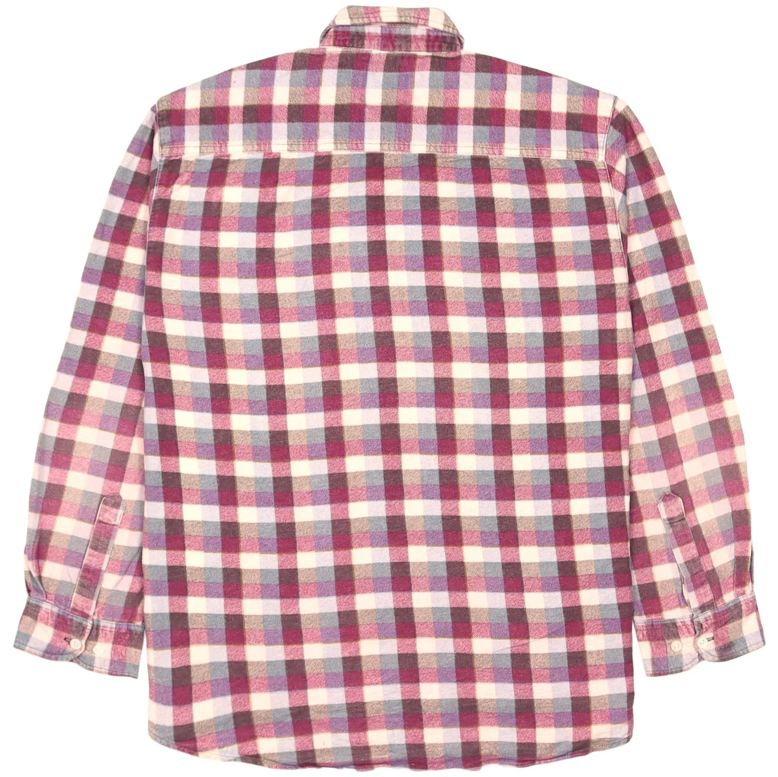 Vintage Checkered Flannel Shirt Pink Beige Black