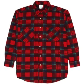 Vintage Checkered Flannel Shirt Red Navy Green