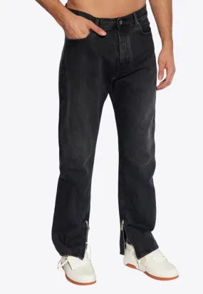 Washed Decorative-Zip Jeans