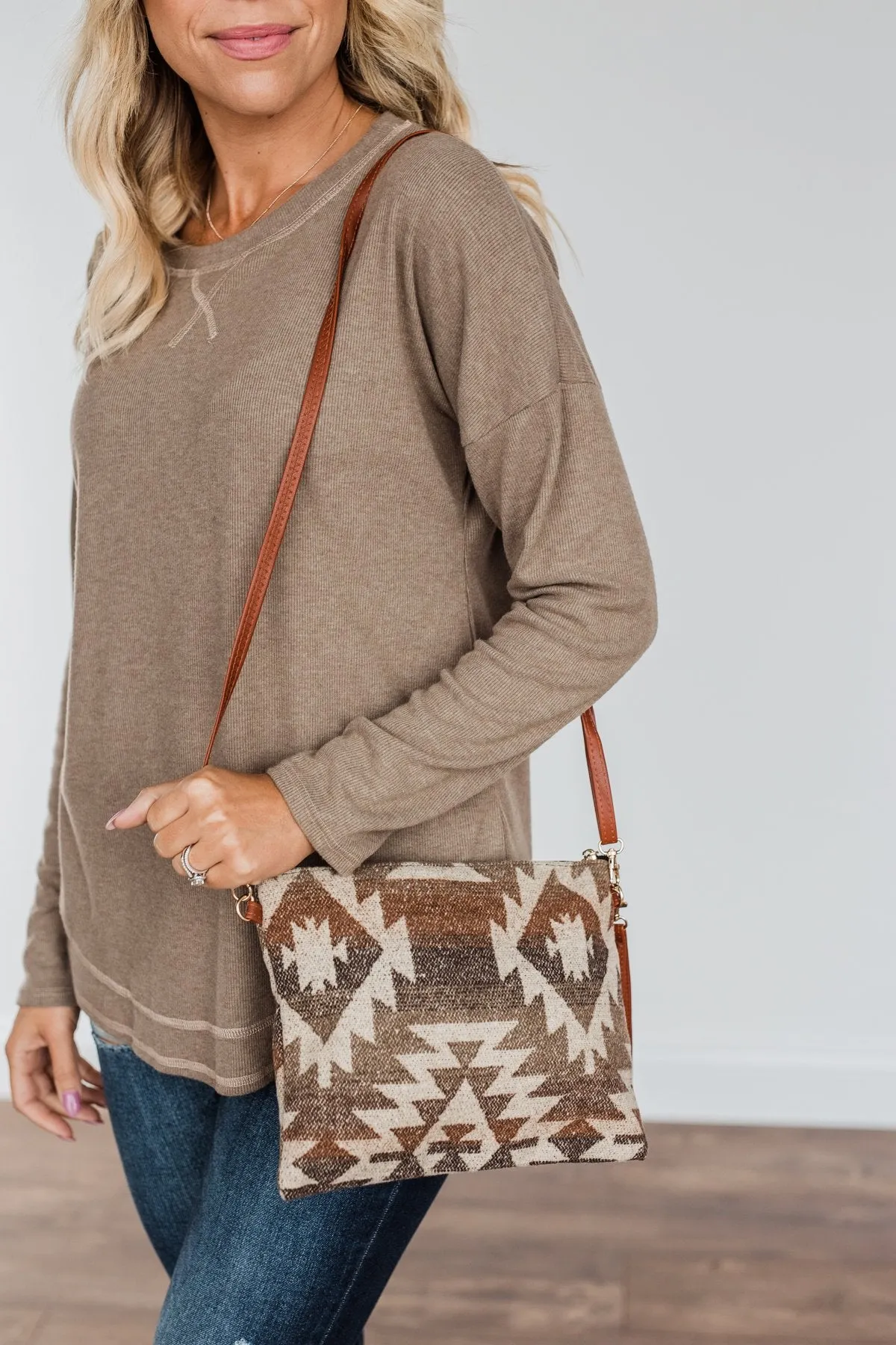 Western Beauty Aztec Clutch- Brown