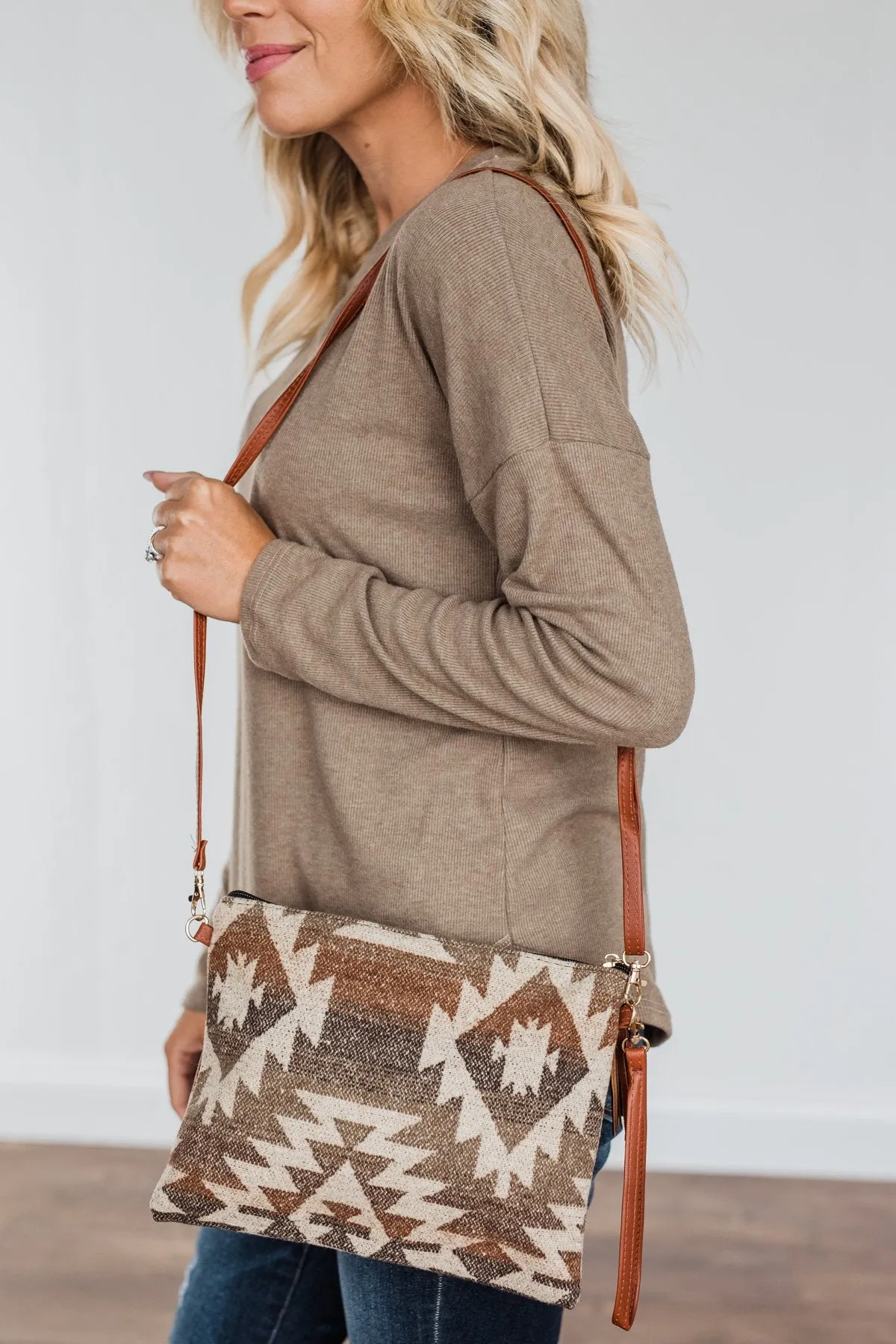 Western Beauty Aztec Clutch- Brown