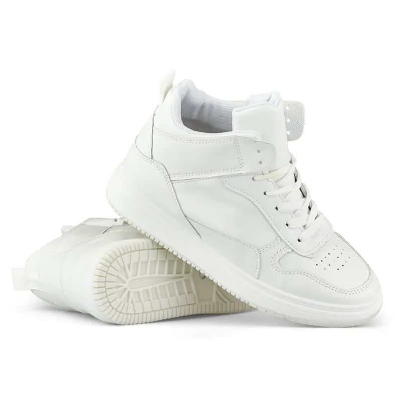 Women's white sneakers above the ankle