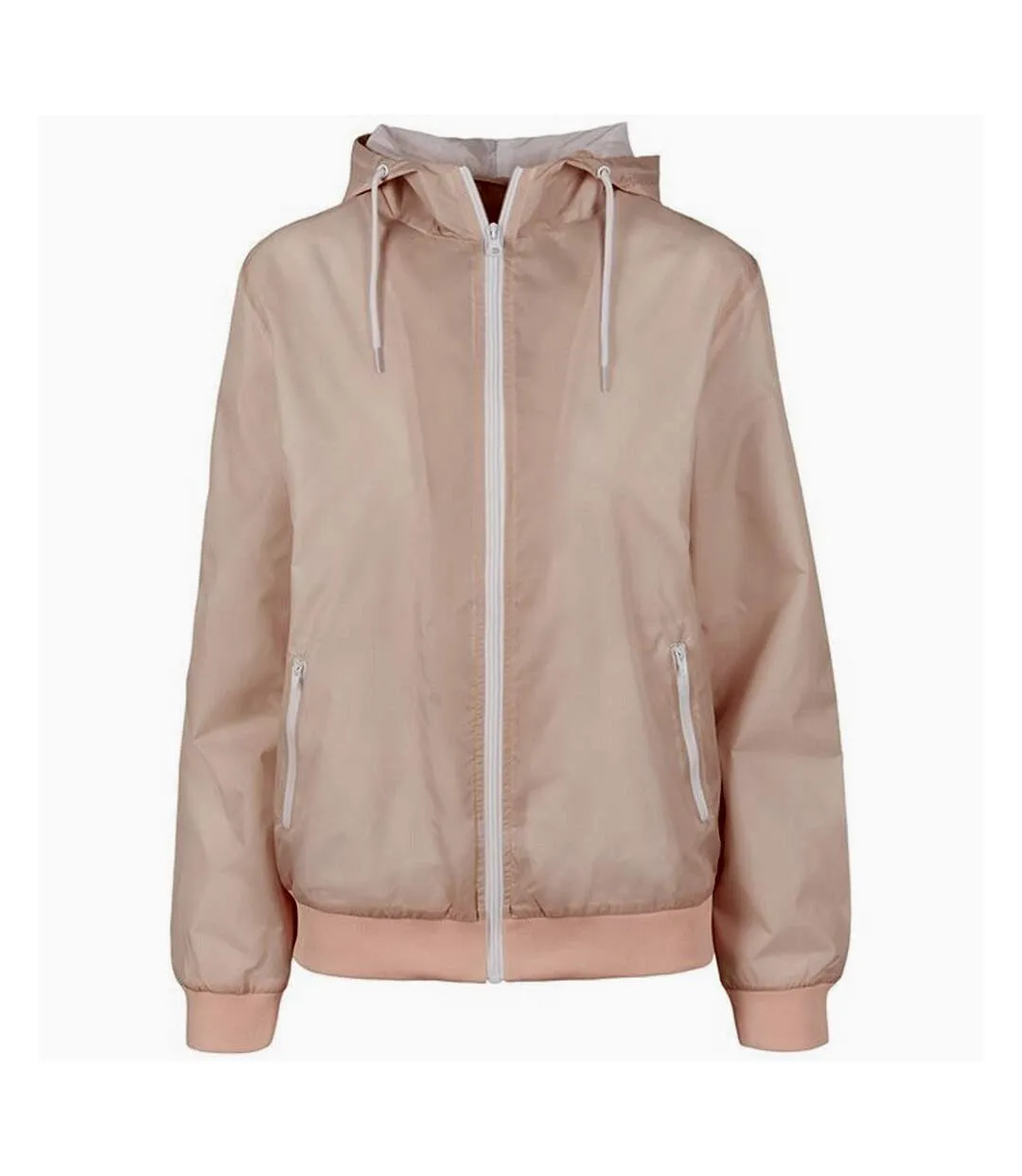 Womens/ladies windrunner two tone jacket light pink/white Build Your Brand