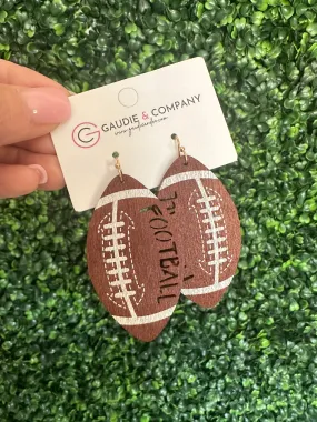 Wooden Football Earring