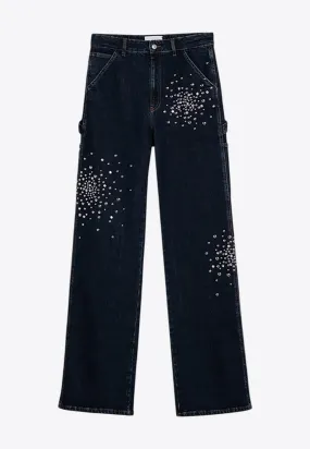 Workwear Crystal and Stud Embellished Jeans