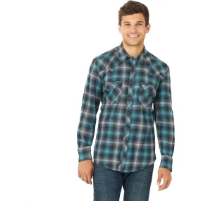 Wrangler Men's Retro Long Sleeve Flannel Snap Shirt-Black/Green