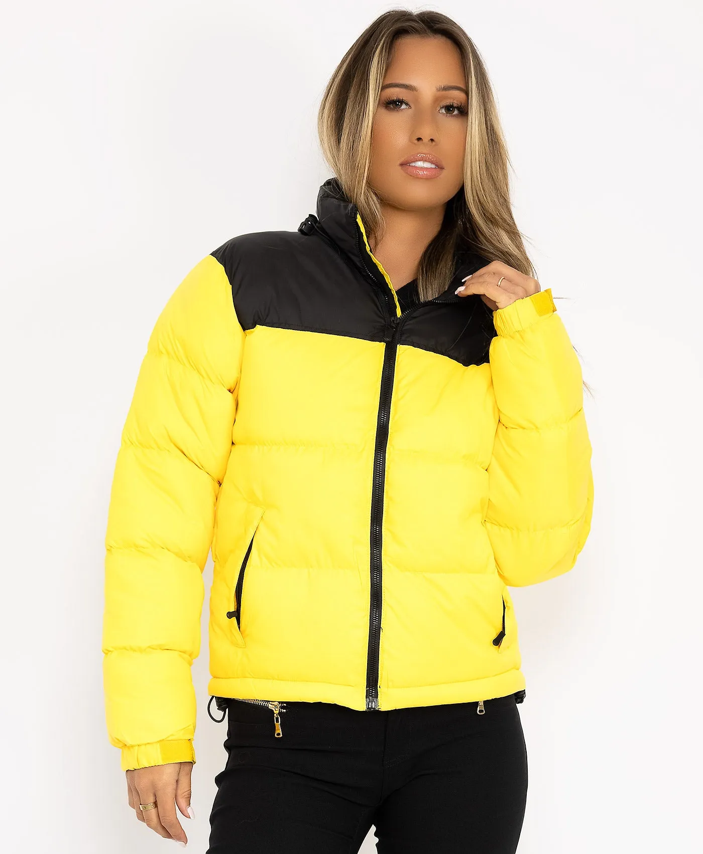 Yellow Two Tone Padded Quilted Puffer Jacket