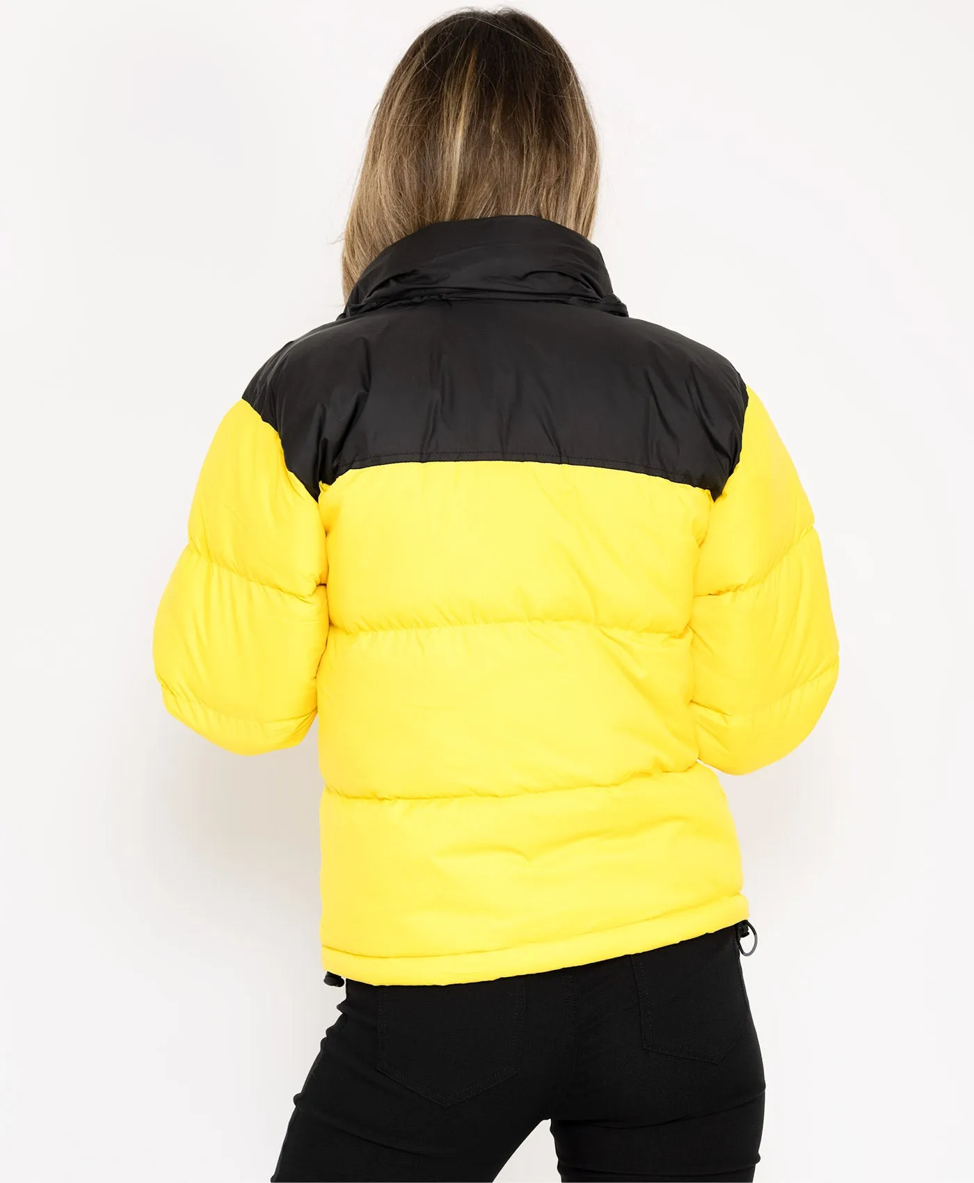 Yellow Two Tone Padded Quilted Puffer Jacket